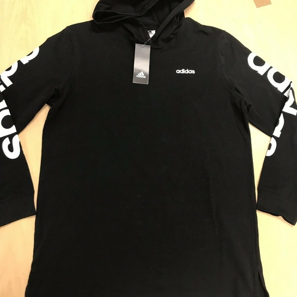 Adidas Boy's Hooded Long Sleeve Top Black - Picture 8 of 8